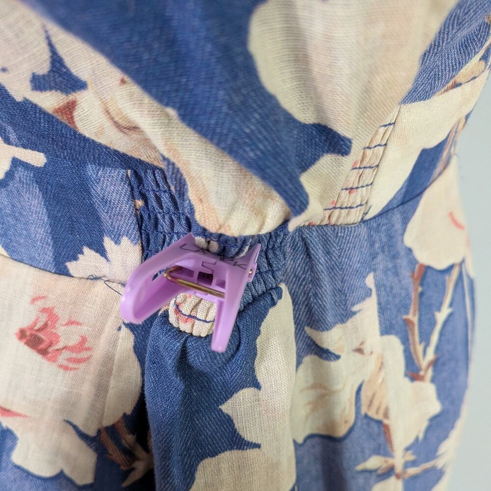 Anthropologie Camellia Dress 8 Blue Cream Floral Retro Button Church Summer - Picture 15 of 15